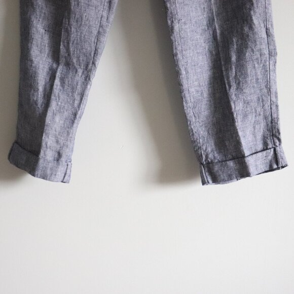 Saks Fifth Avenue 100% Linen Medium Straight Leg Elastic Roll Cuff Trouser Pants - Picture 9 of 11